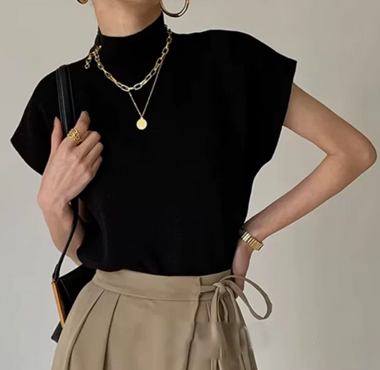 chaleco Lucca | Blusa de Punto con Cuello Mock.