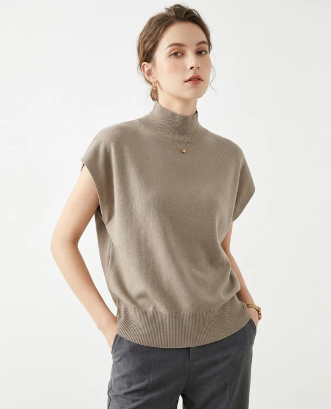 chaleco Lucca | Blusa de Punto con Cuello Mock.