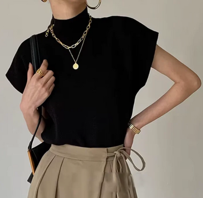 chaleco Lucca | Blusa de Punto con Cuello Mock.